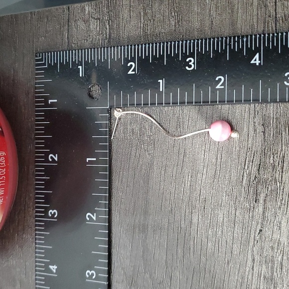 90s Baby Pink Moonstone Dangle Earrings E1014 - Picture 3 of 3